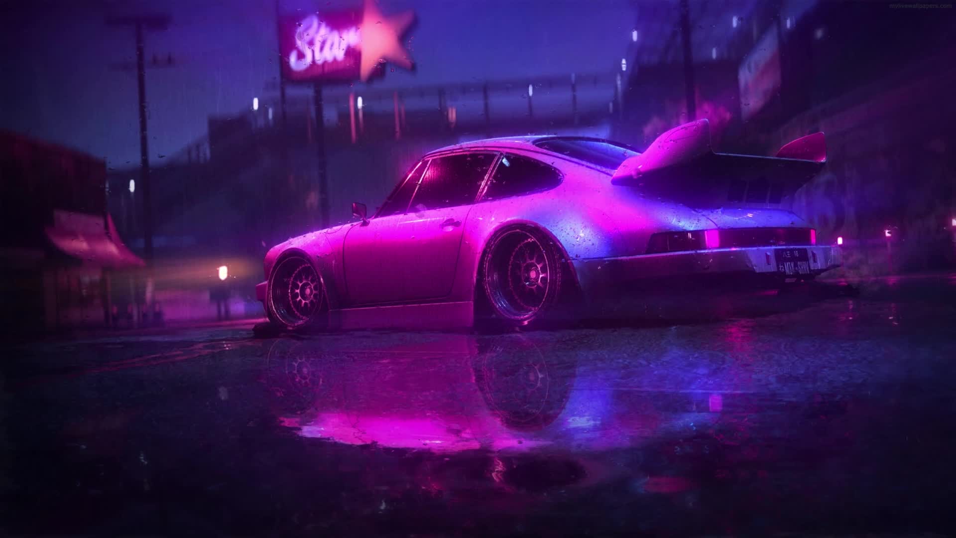 PC Porsche Neon Night HD Live Wallpaper