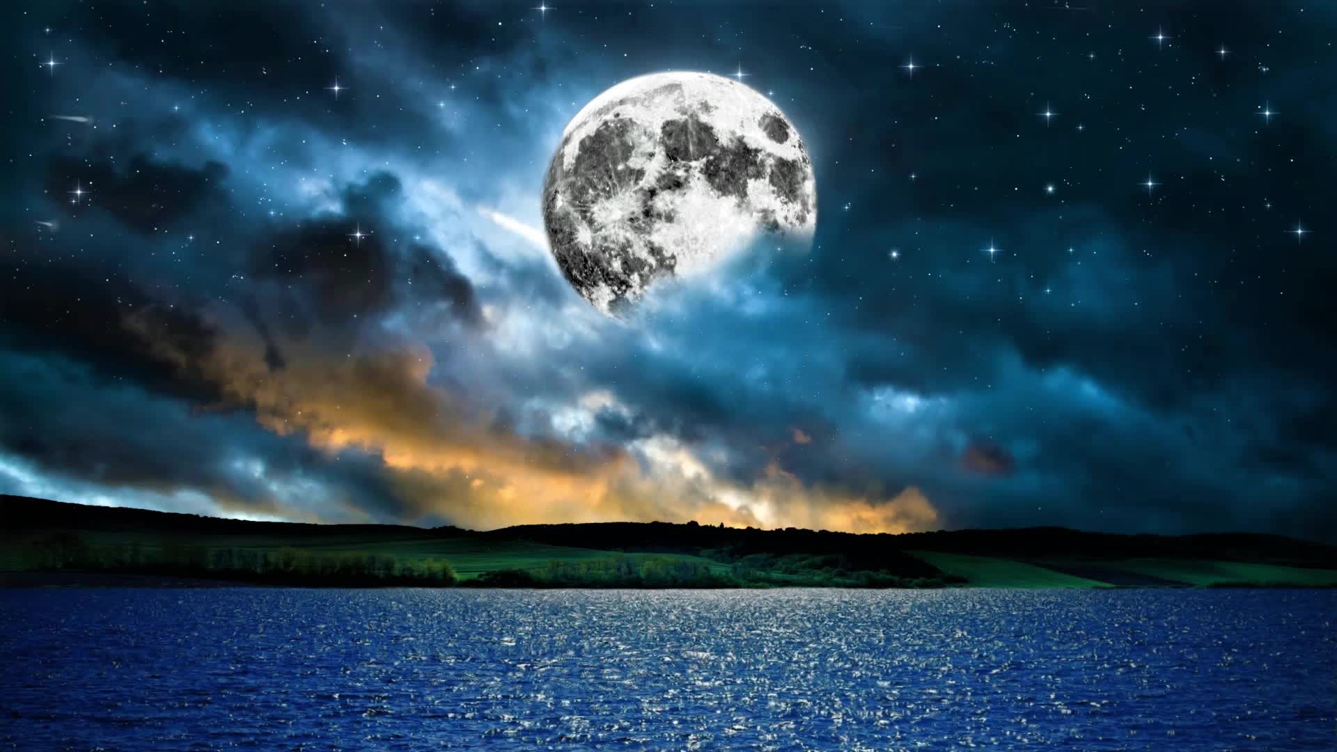 Desktop Night With Stars And Sea HD Live Wallpaper