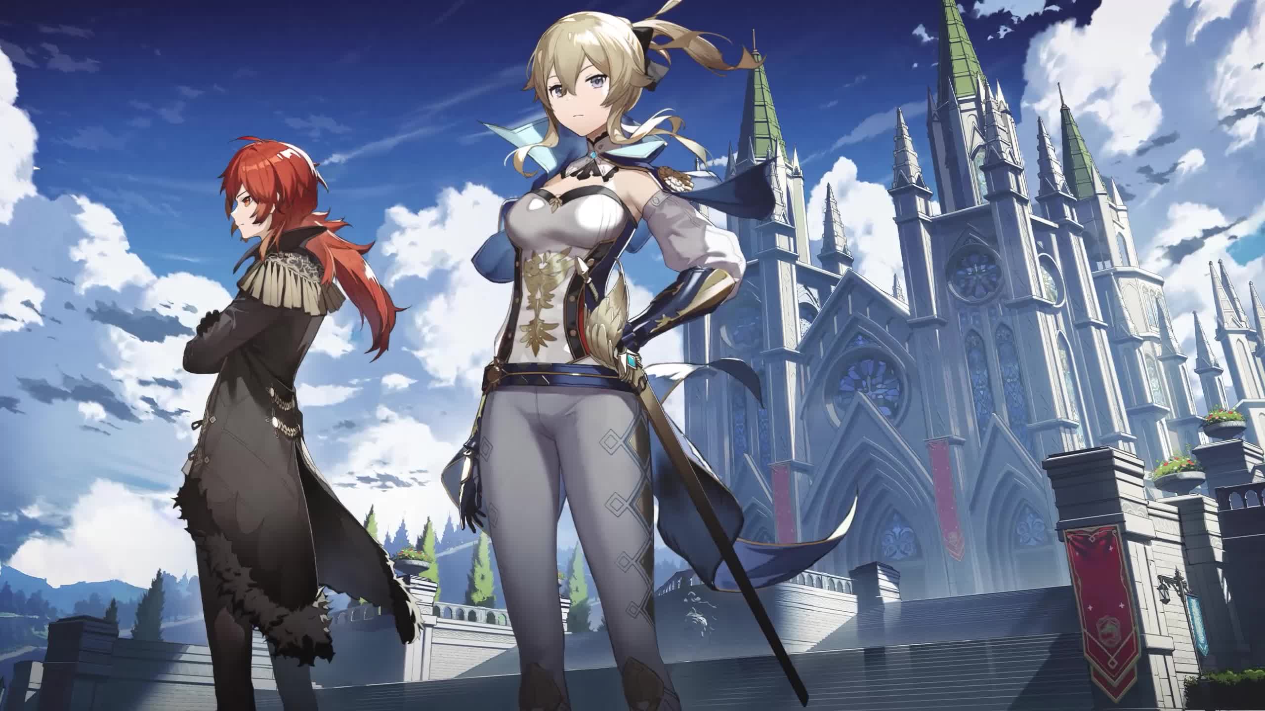 Diluc and Jean Genshi Impact QHD Game Live Wallpaper