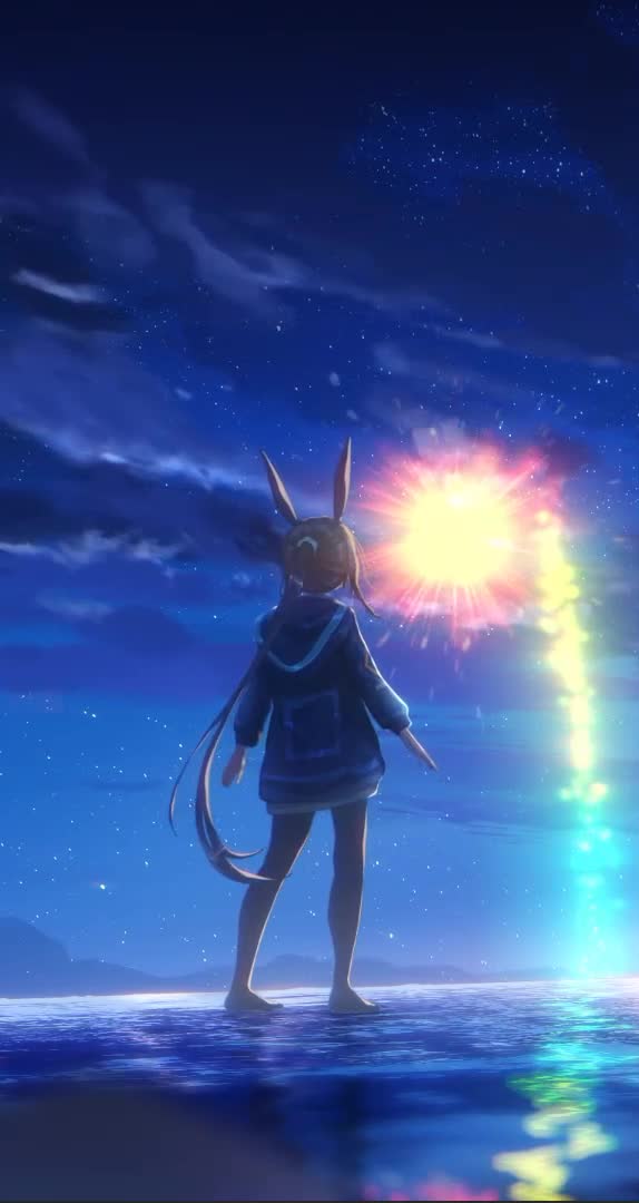 Long Night Anime Fireworks Live Phone Wallpaper