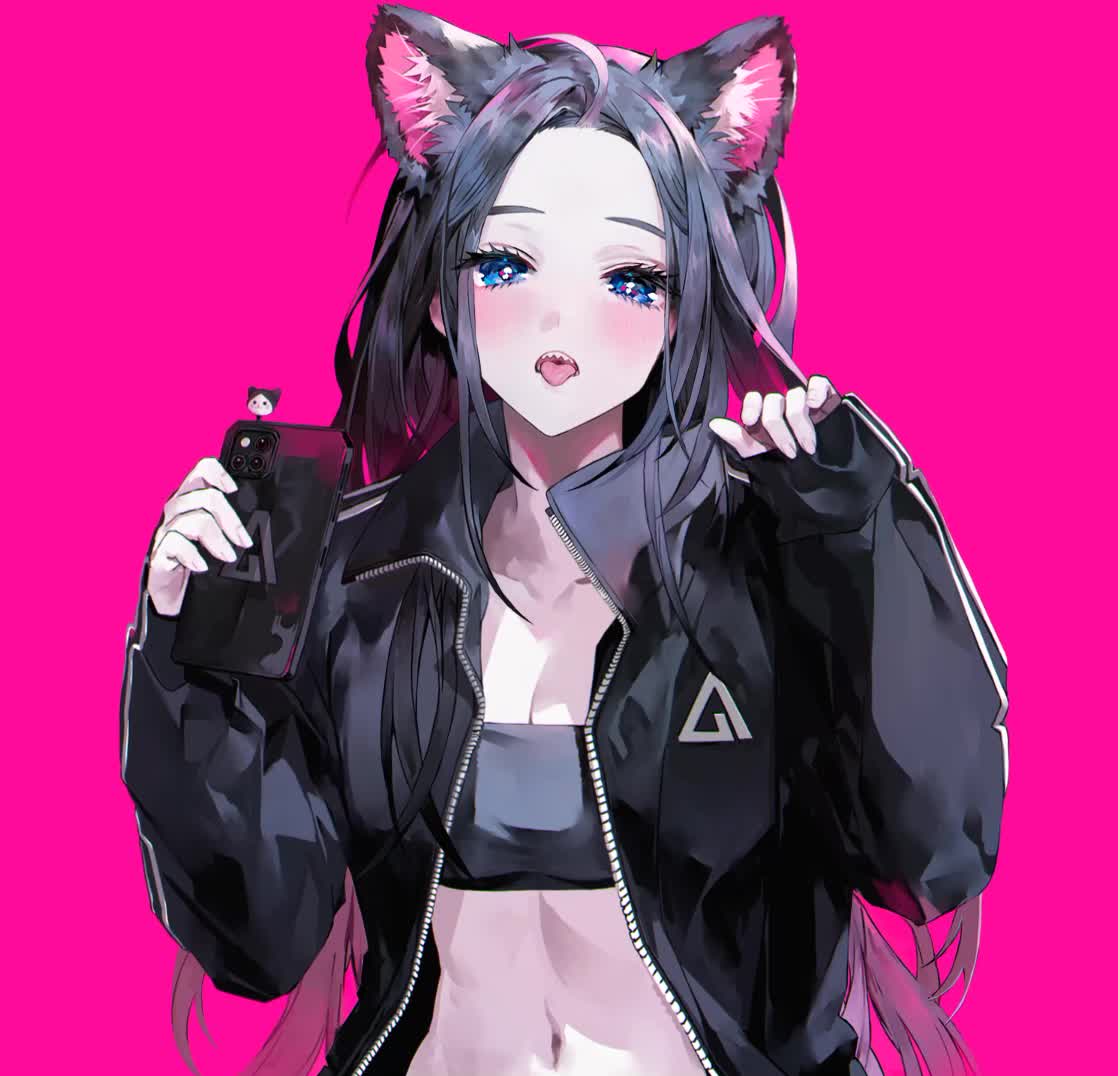 Sharp Toothed Neko Girl ANime Live Phone Wallpaper