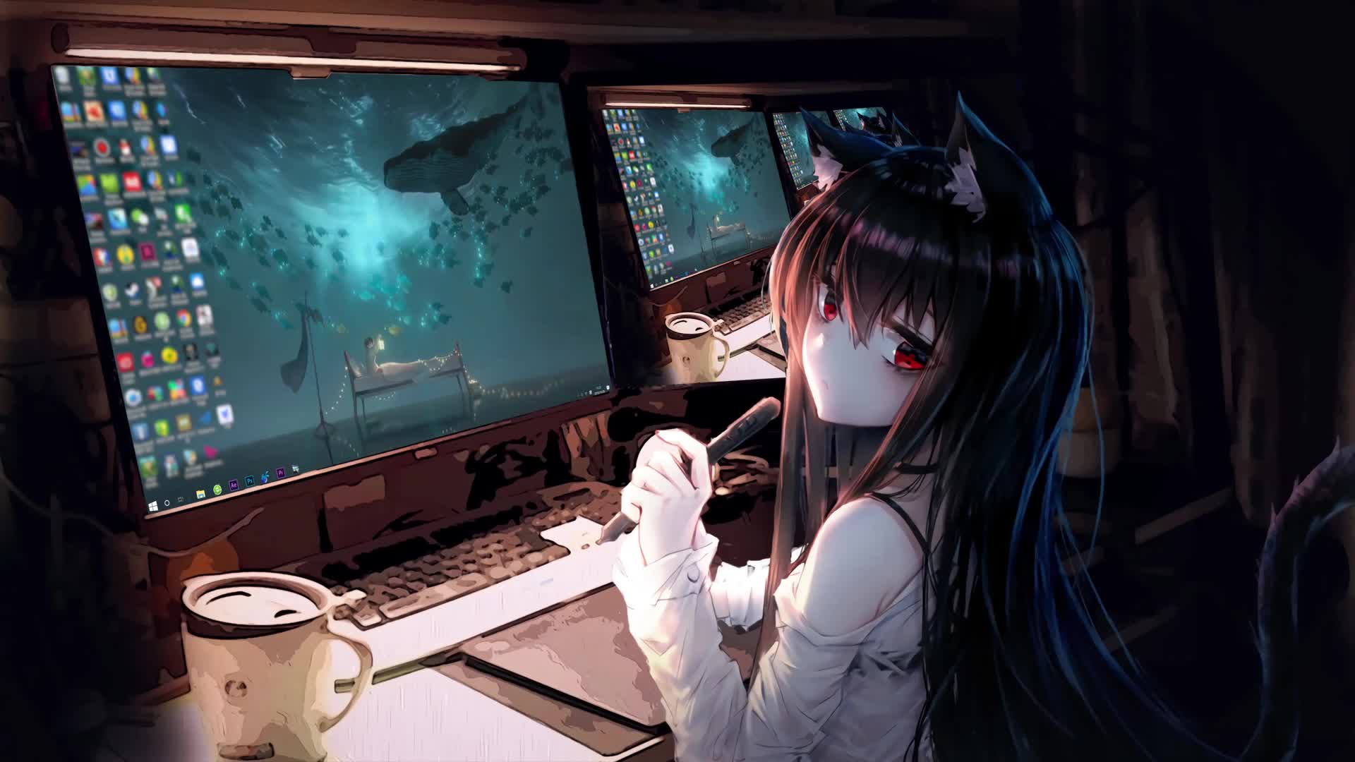 Cute Artist Girl Live Wallpaper