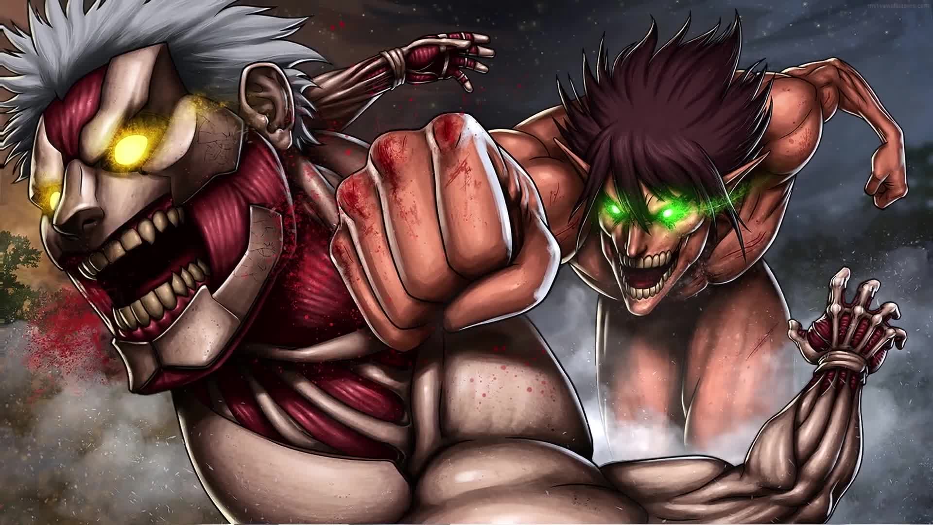 Cool Eren vs Reiner Attack on Titan 4K LIVE WALLPAPER