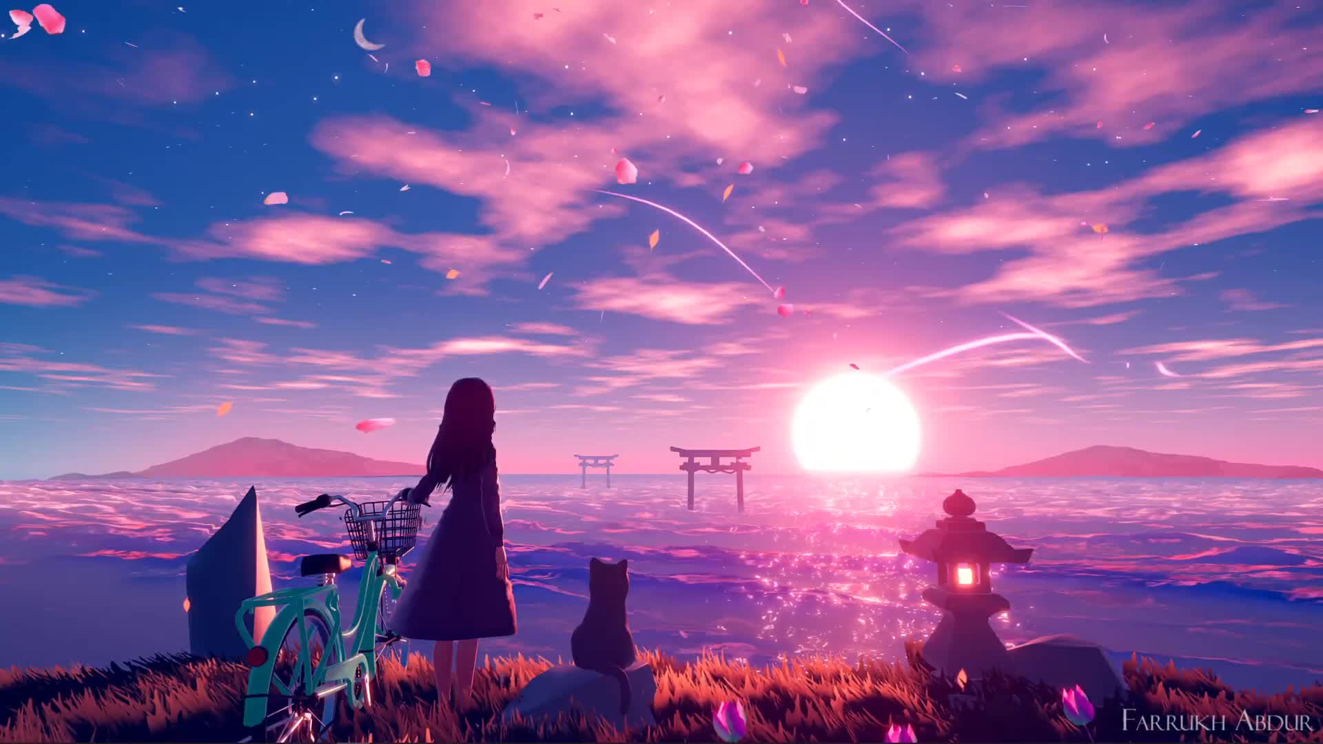 PC Anime Japanese Sunset Live Wallpaper