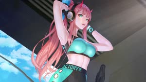 Fondo de Pantalla Animado de Zero Two con Ropa Deportiva🏋️‍♀️ en Movimiento