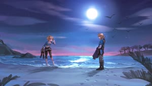 Fondo de Pantalla Animado Link y Zelda en la Orilla de Zelda🏖️ en Movimiento