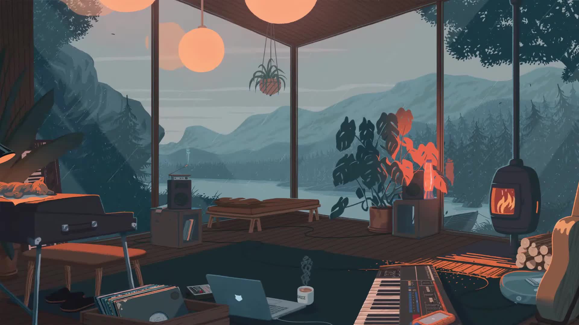 Cool Cozy autumn rain desktop Live Wallpaper 1080p