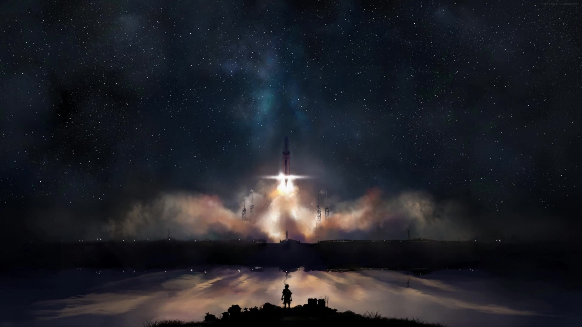 PC Rocket Night Launch Live Wallpaper Free