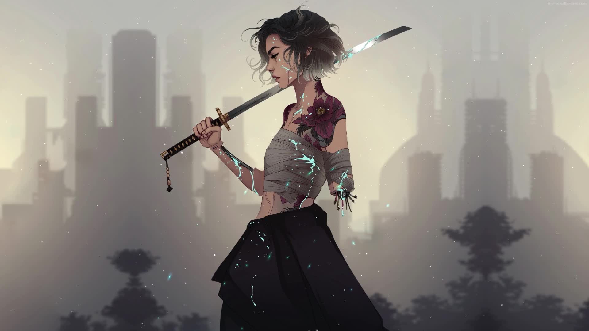 PC Cyborg Samurai Girl Live Wallpaper Free