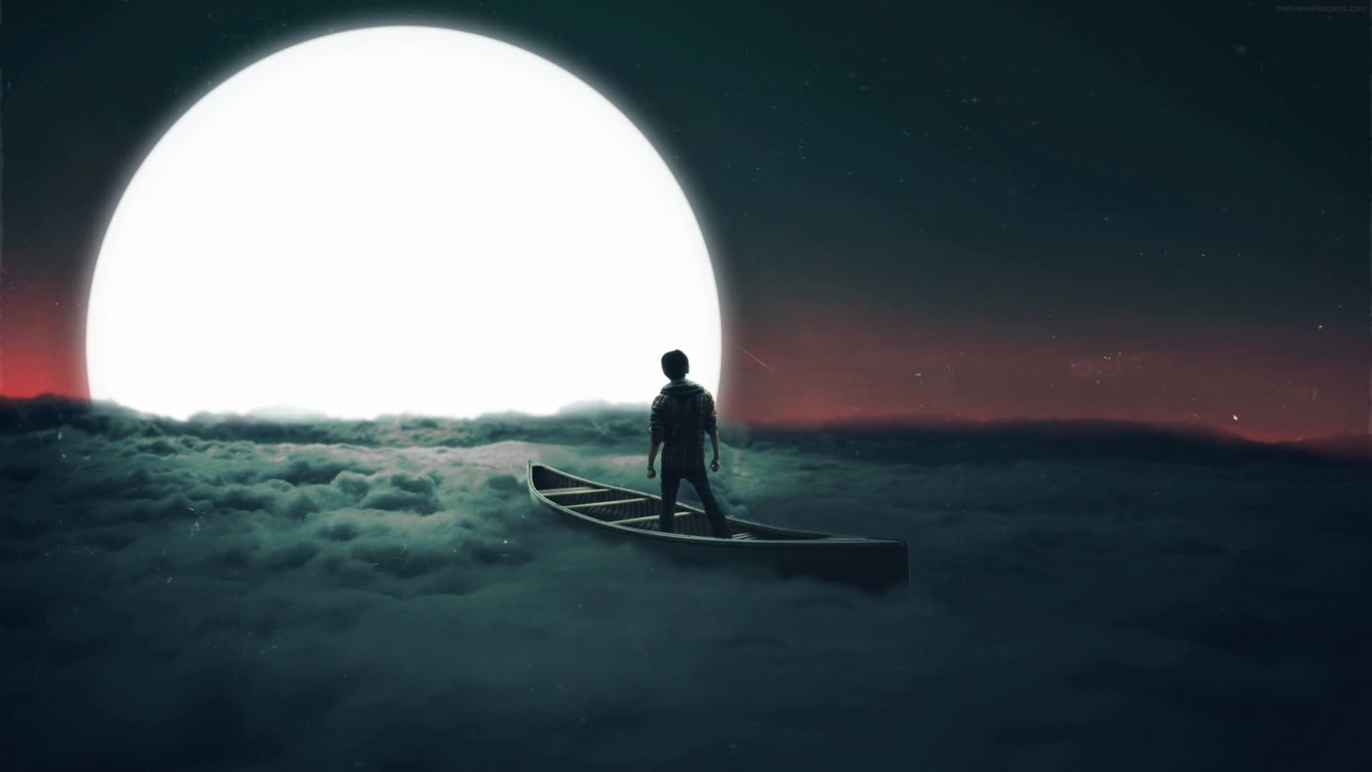 PC Boat on Clouds Live Wallpaper Free
