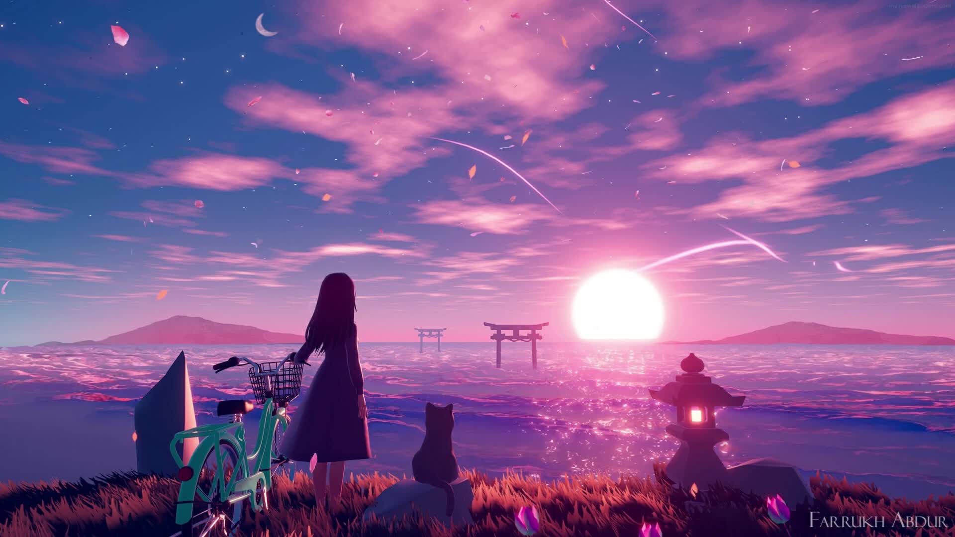 PC Sunset Sakura Petals Live Wallpaper Free