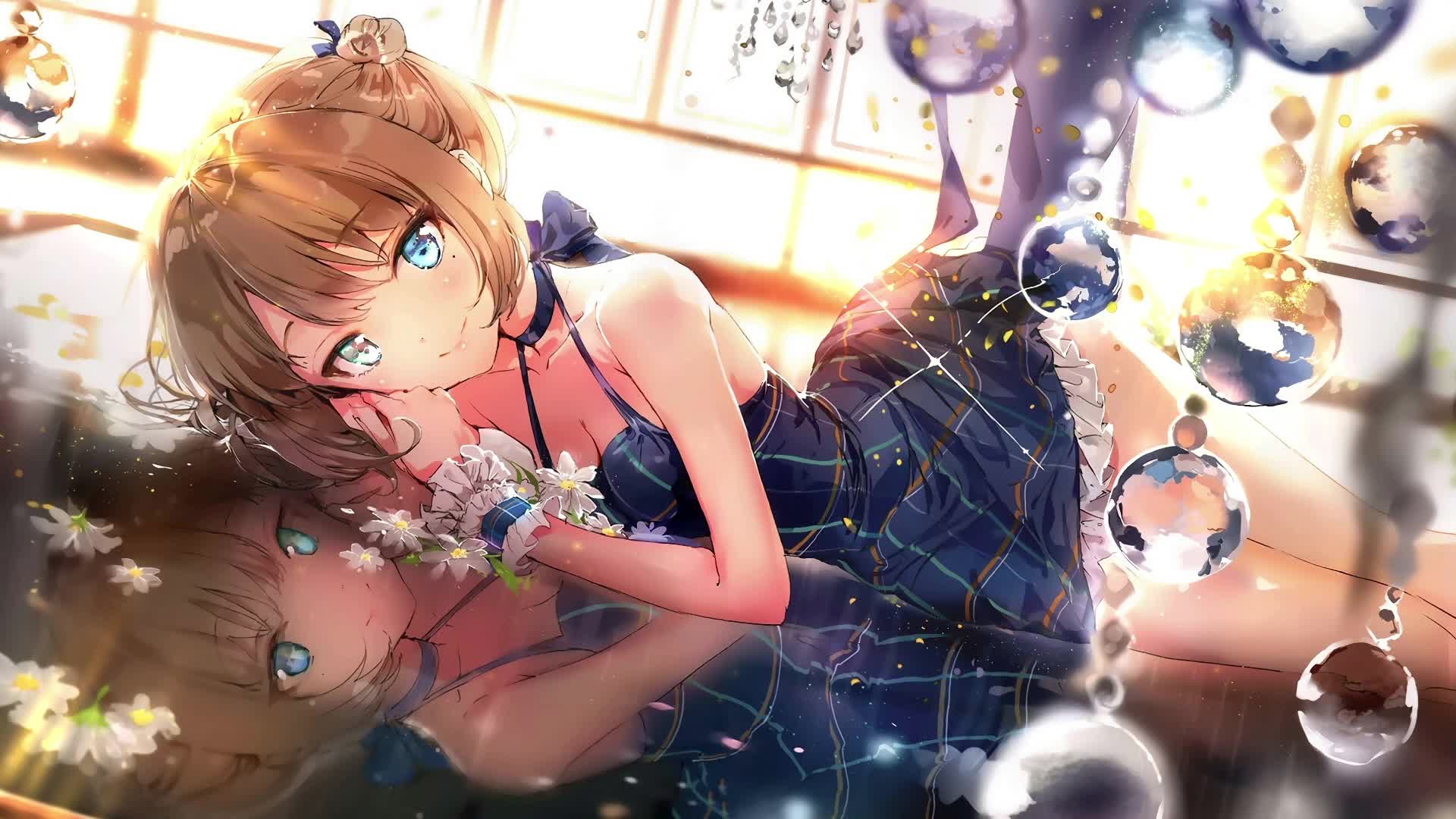 PC Blue Dress Anime Girl 1 Live Wallpaper Free