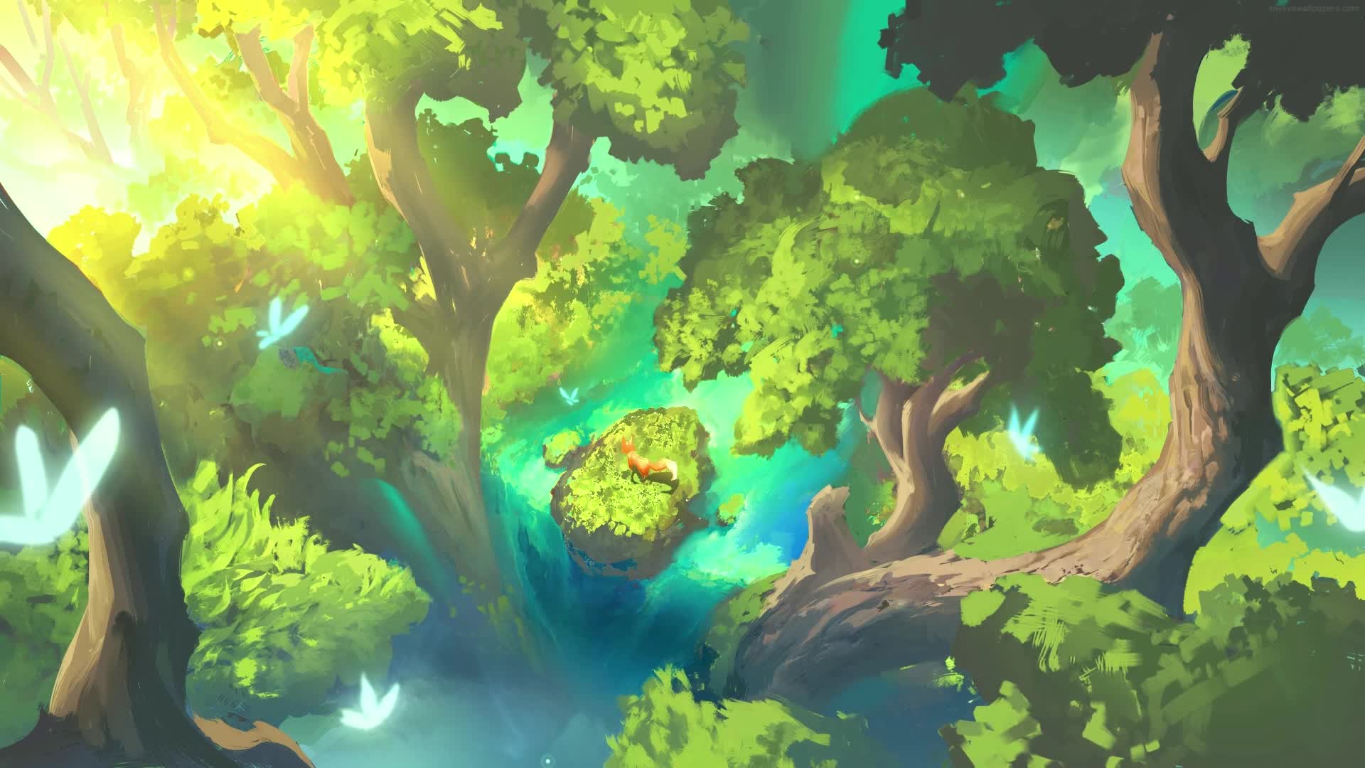 PC Forest Fox Waterfall Live Wallpaper Free
