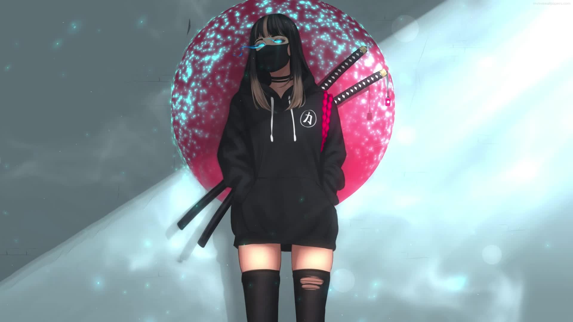 PC Katana Masked Girl Live Wallpaper Free