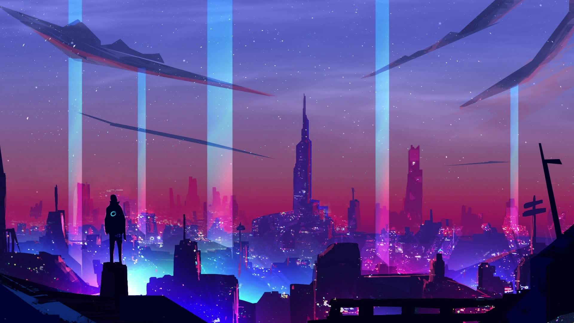 PC Neon City Snow Live Wallpaper Free