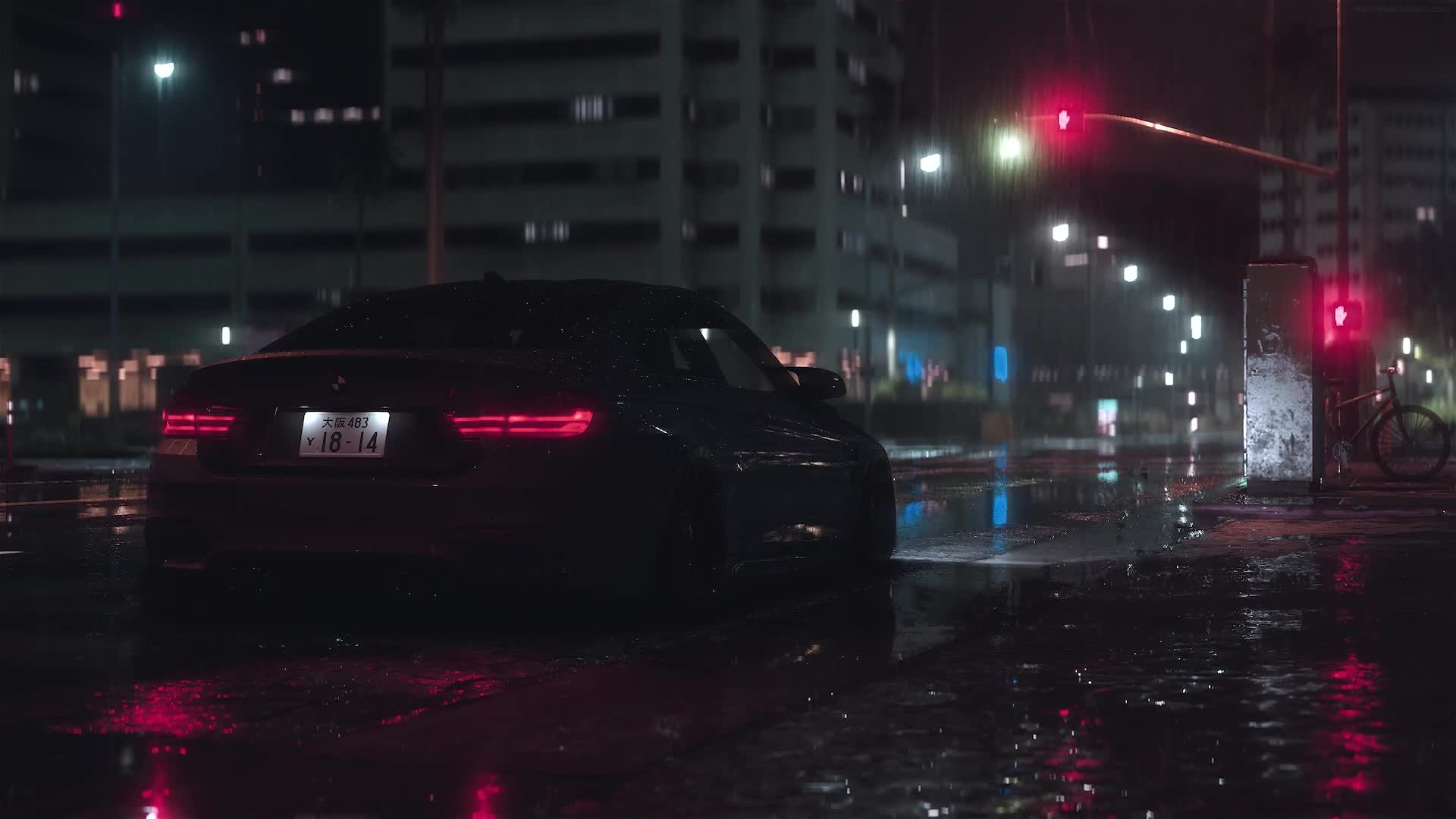 PC BMW M4 Night Rain Live Wallpaper Free