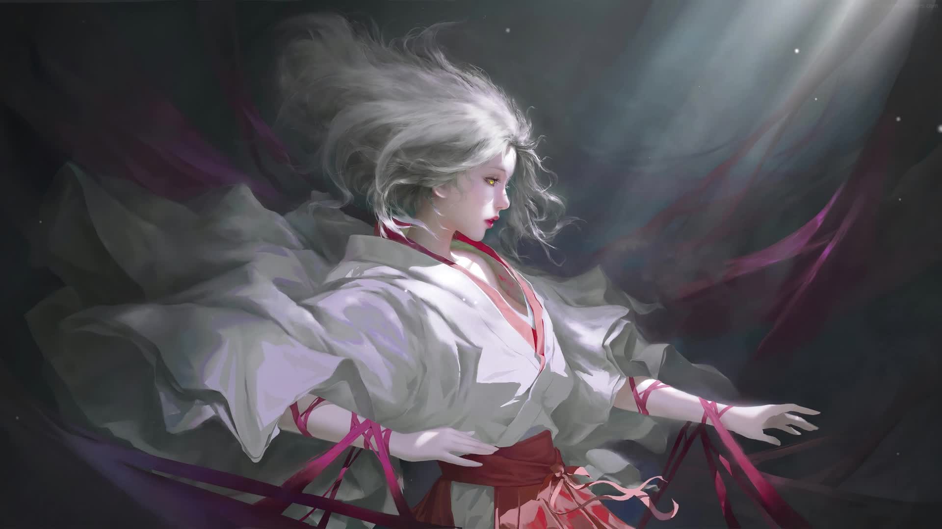 PC Red Ribbon Lady Live Wallpaper Free