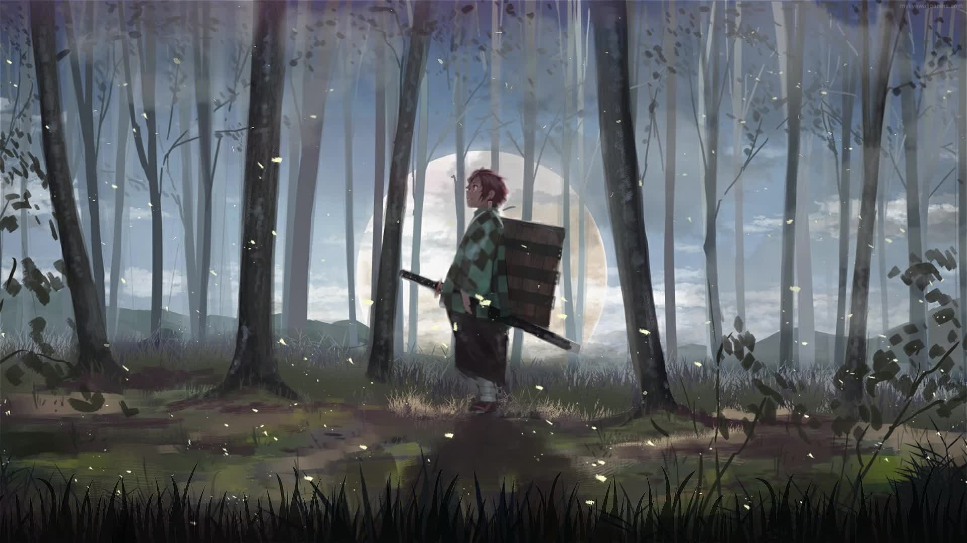 PC Tanjiro Kamado in Forest Live Wallpaper Free