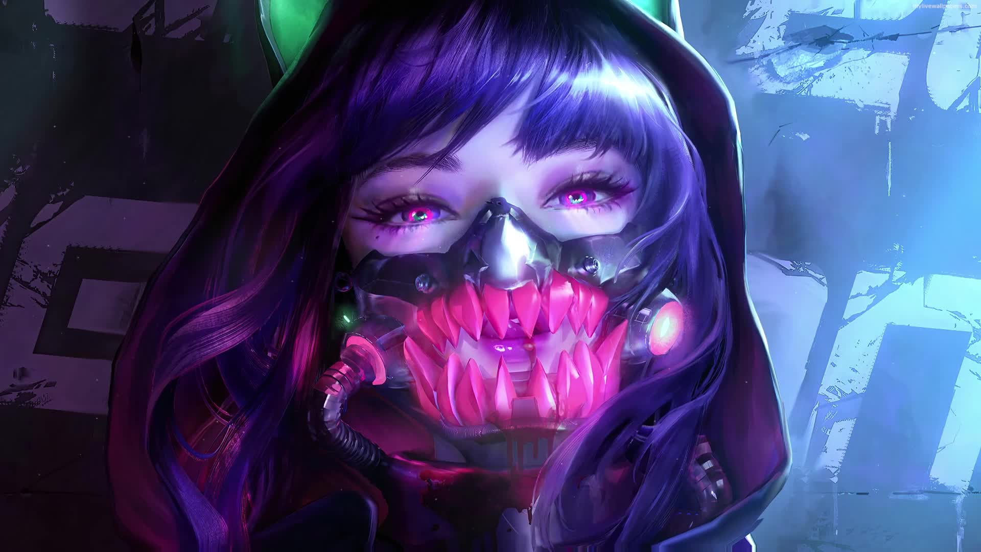 PC Neon Hoodie Girl Live Wallpaper Free