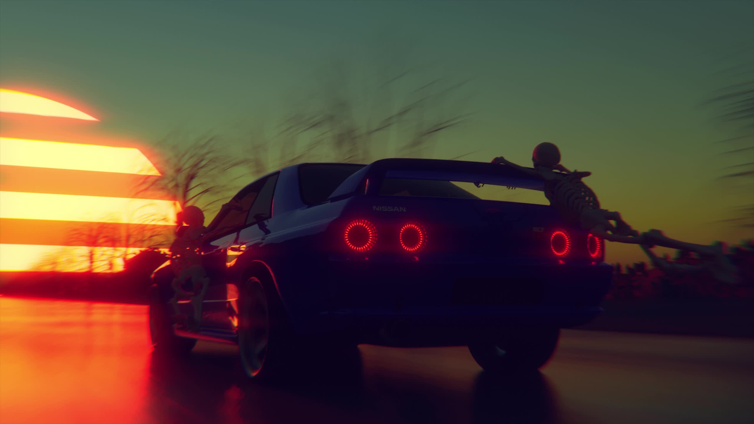 PC Retrowave Halloween 2K Live Wallpaper Free