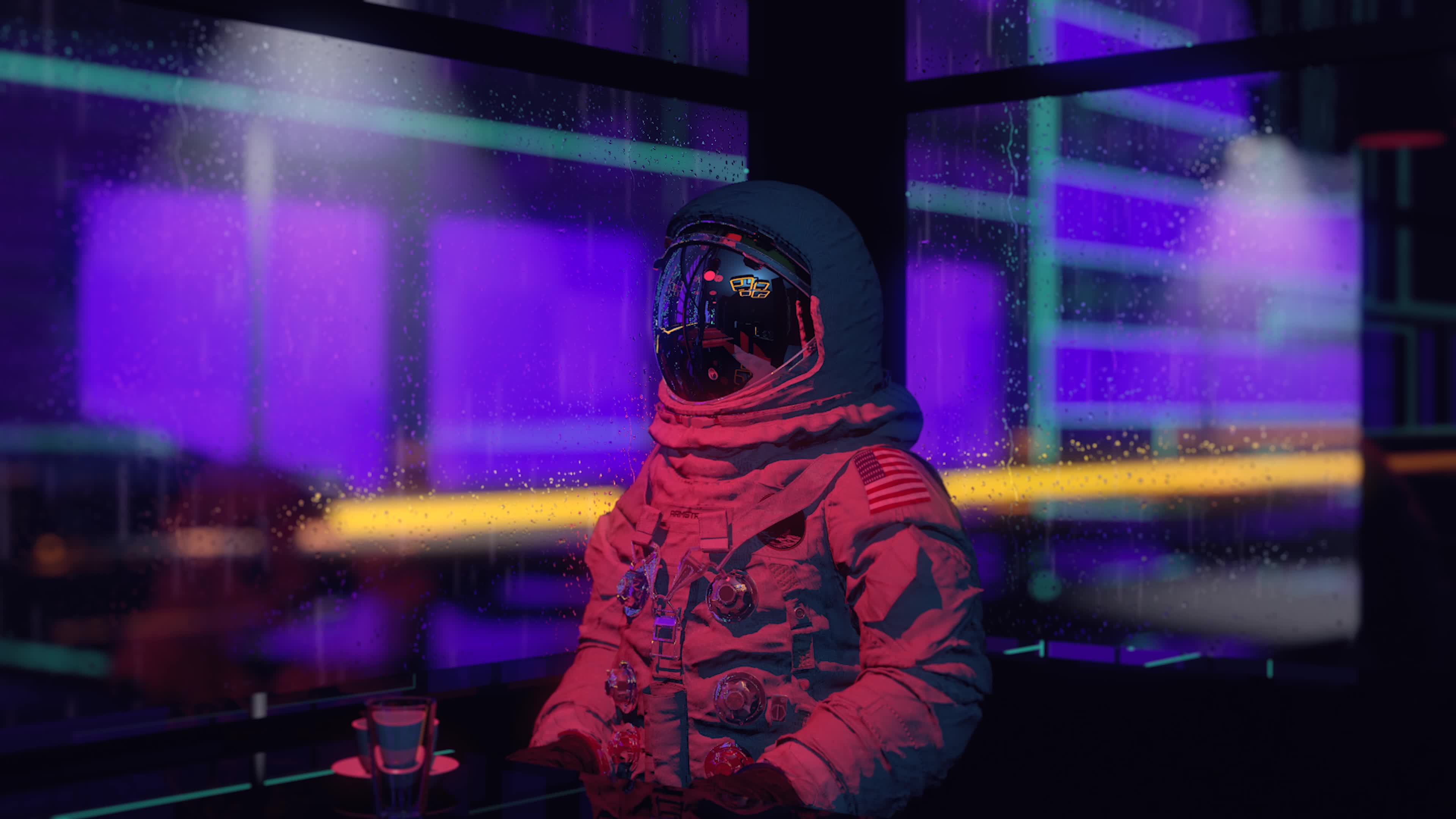 PC Space Man Coffee Break 4K Live Wallpaper Free