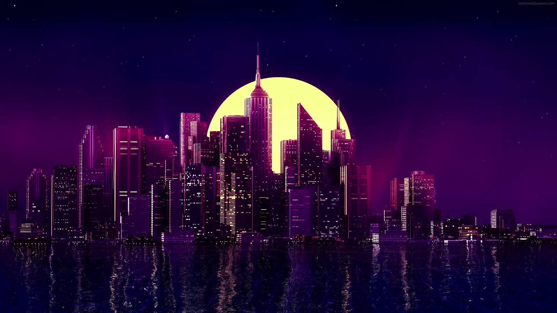 PC Reflection Night City Live Wallpaper Free