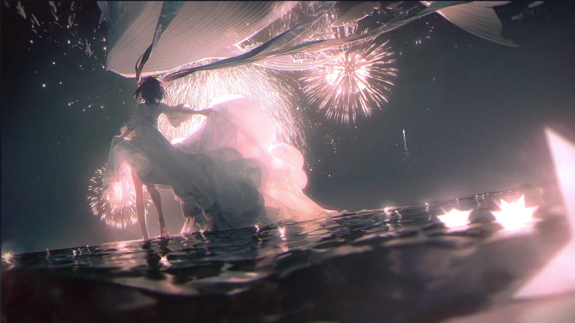PC  Fireworks Reflections Live Wallpaper Free