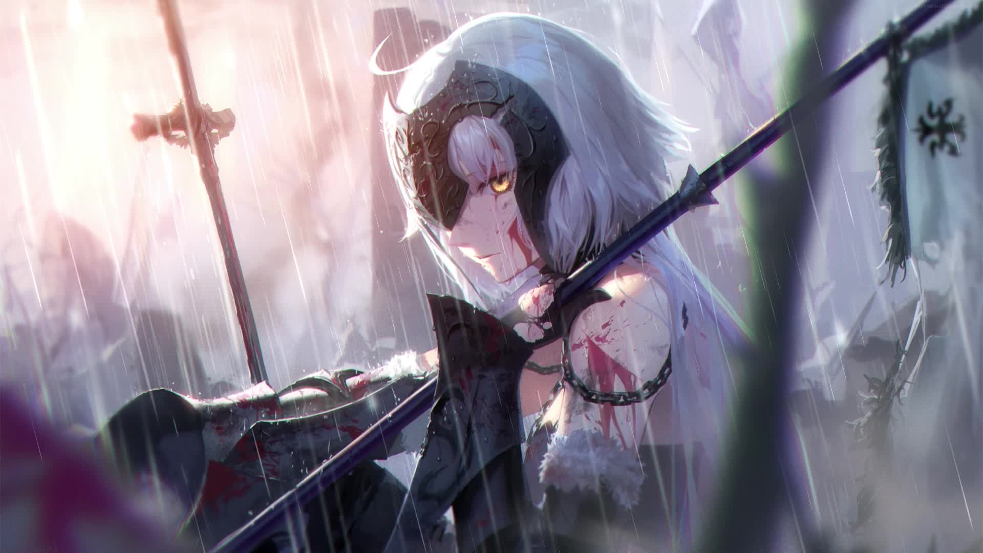 PC Jeanne dArc Alter in the Rain FGO Live Wallpaper Free