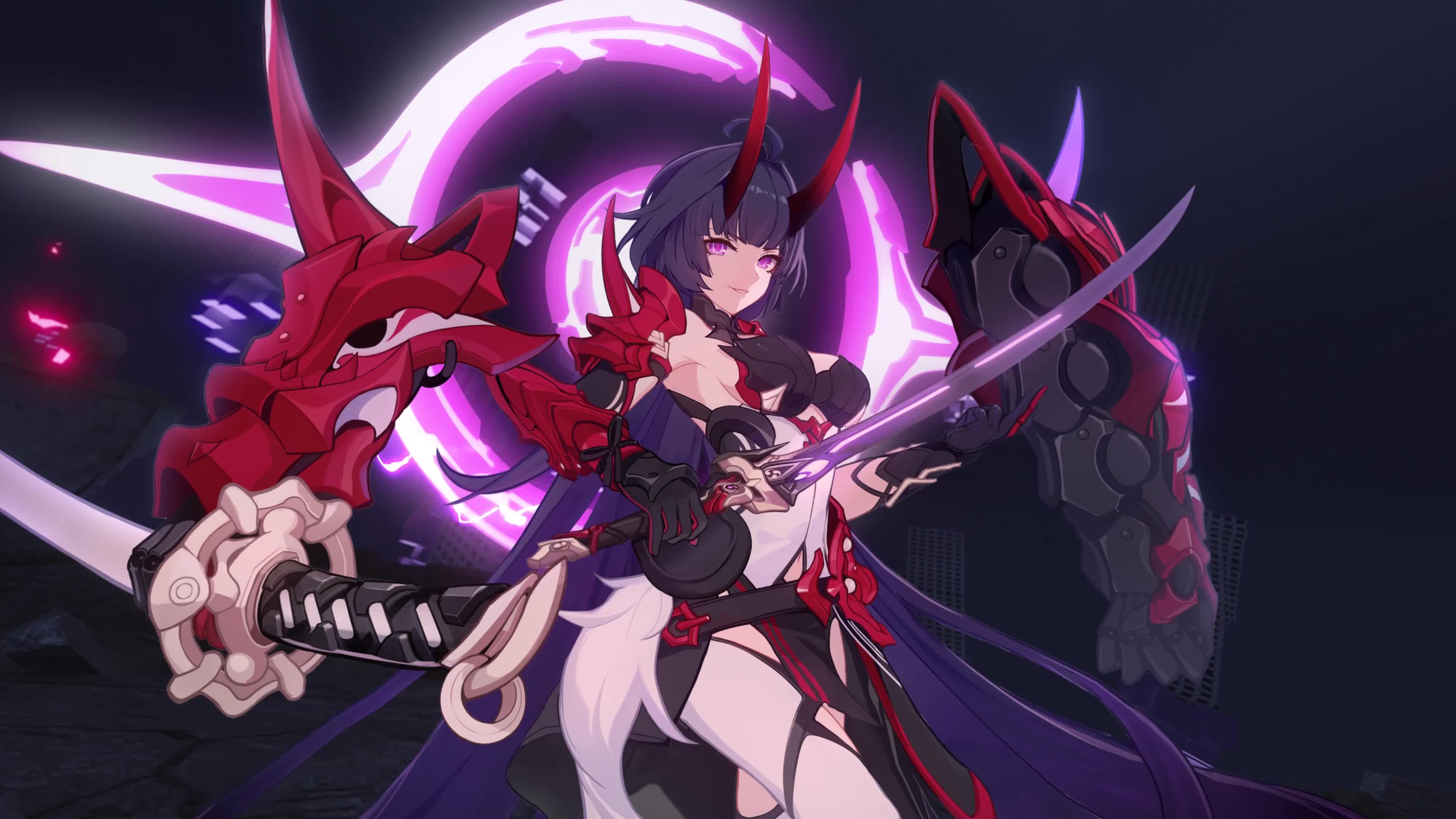 PC Robot Samurai Demon Anime Girl 4K Live Wallpaper Free