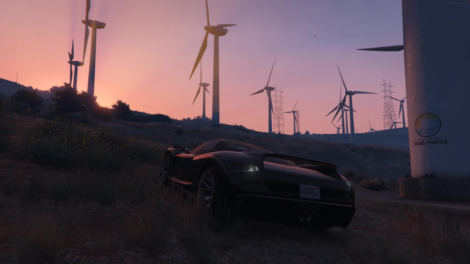 PC Sports Car Wind Turbines Live Wallpaper Free