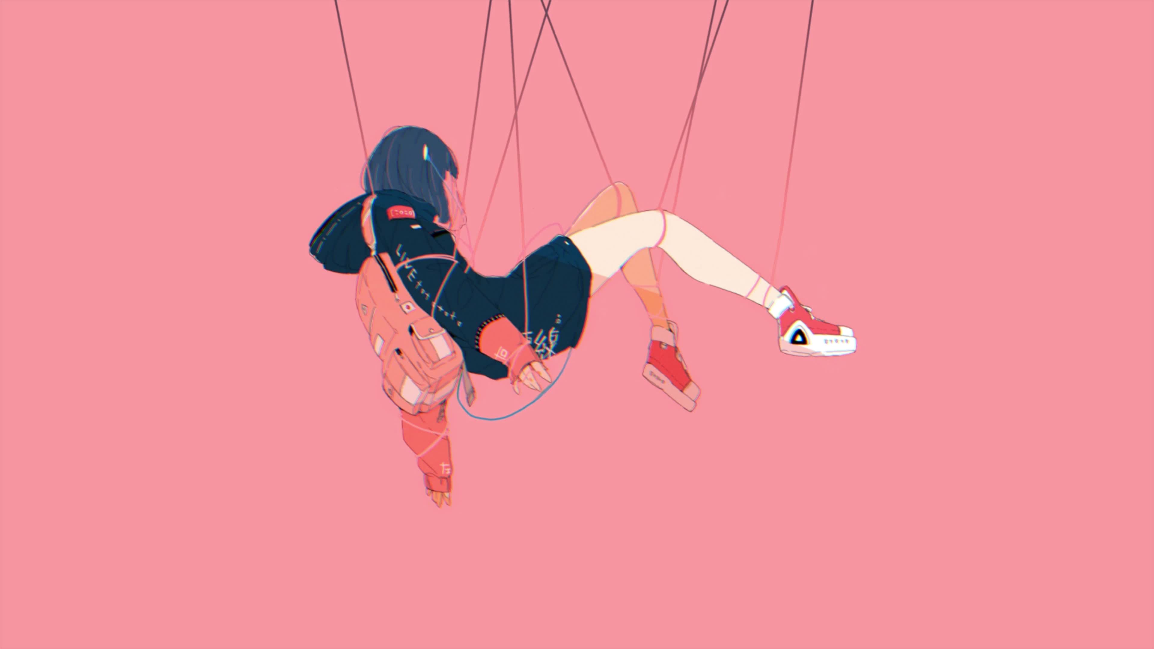 4K Anime Girl Hanging Live Wallpaper For PC