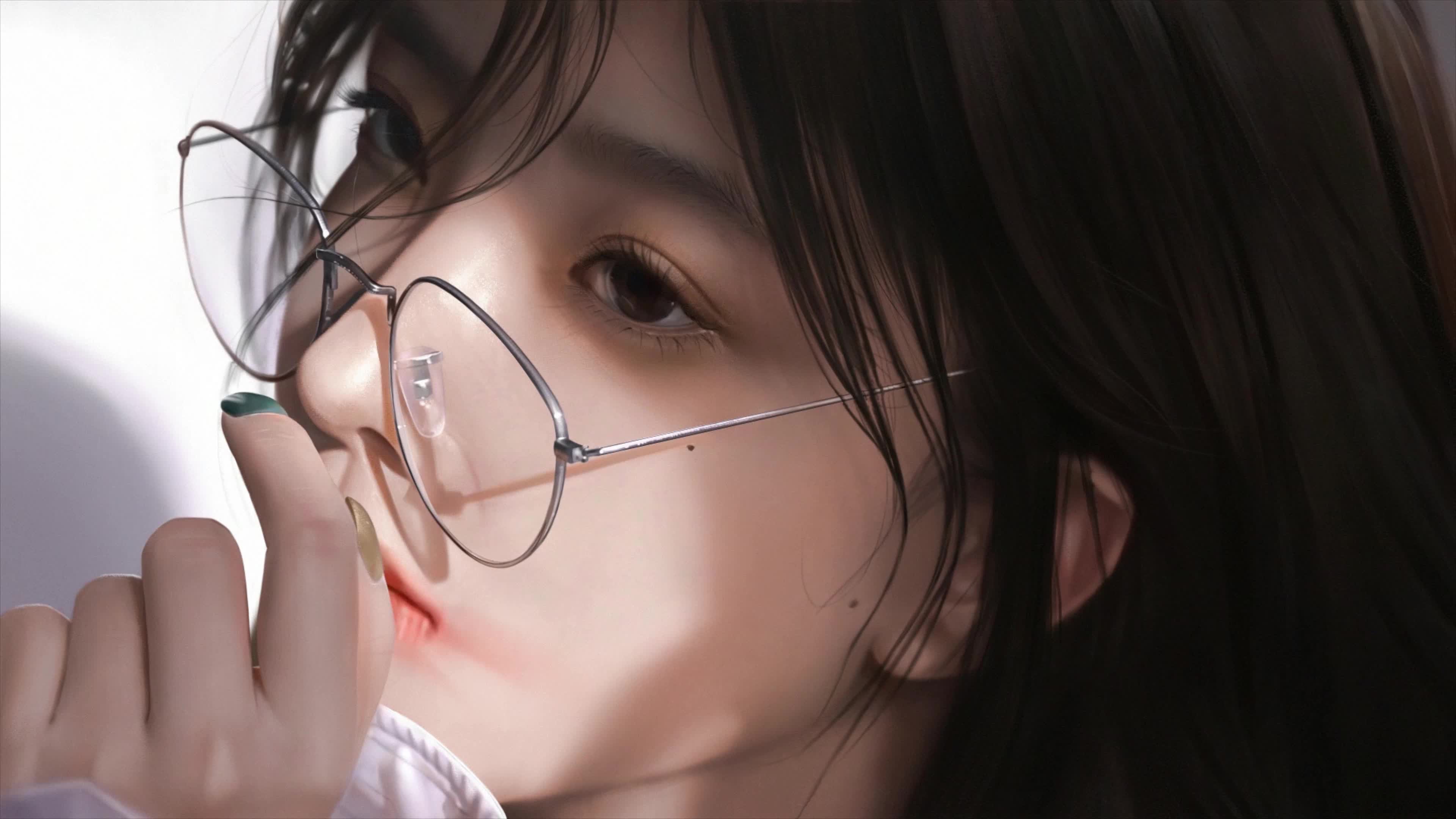 4K Beautiful Girl With Glasses Live Wallpaper For PC