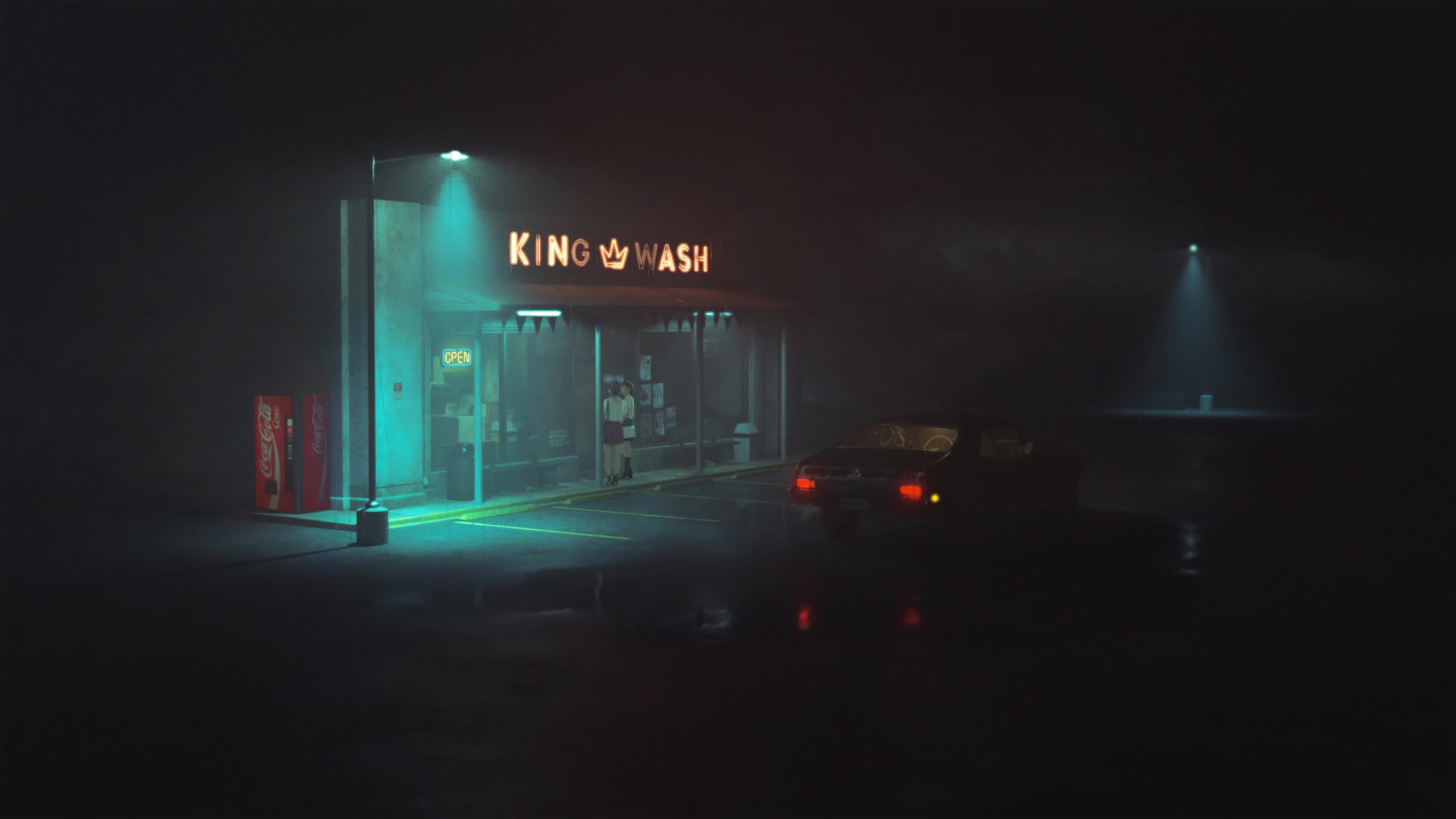 4K Washing Machine Shop At Night Live Wallpaper For PC
