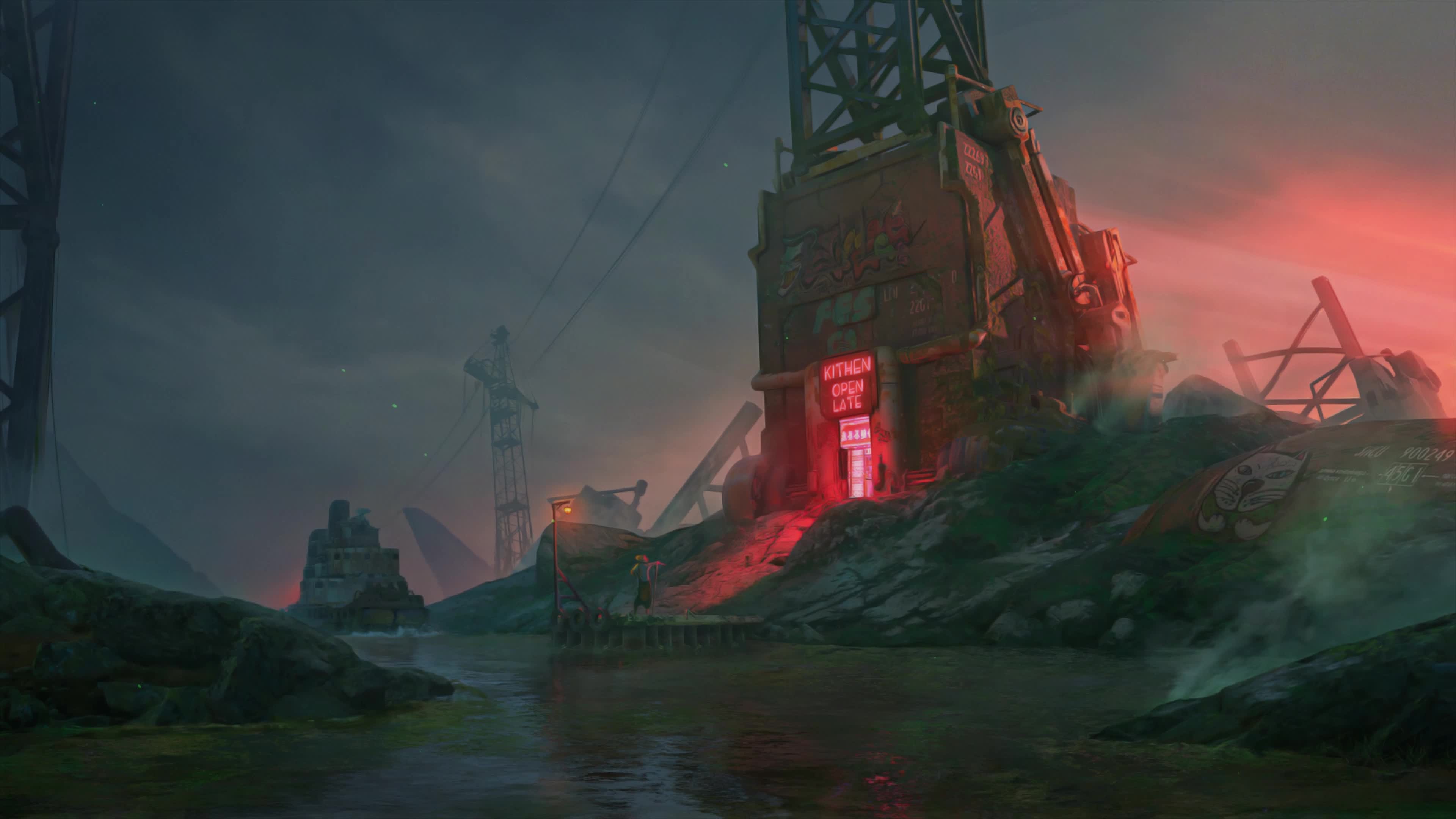 4K PC Kitchen Open Late Live Wallpaper