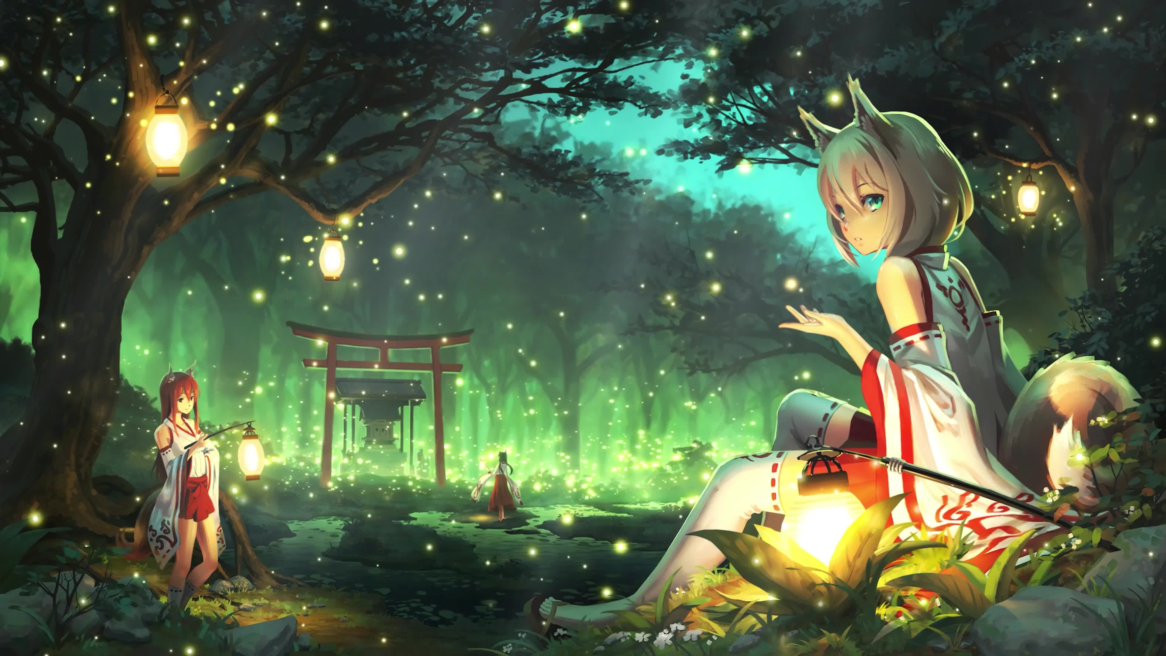 PC HD Kitsune no Miko Live Anime Wallpaper