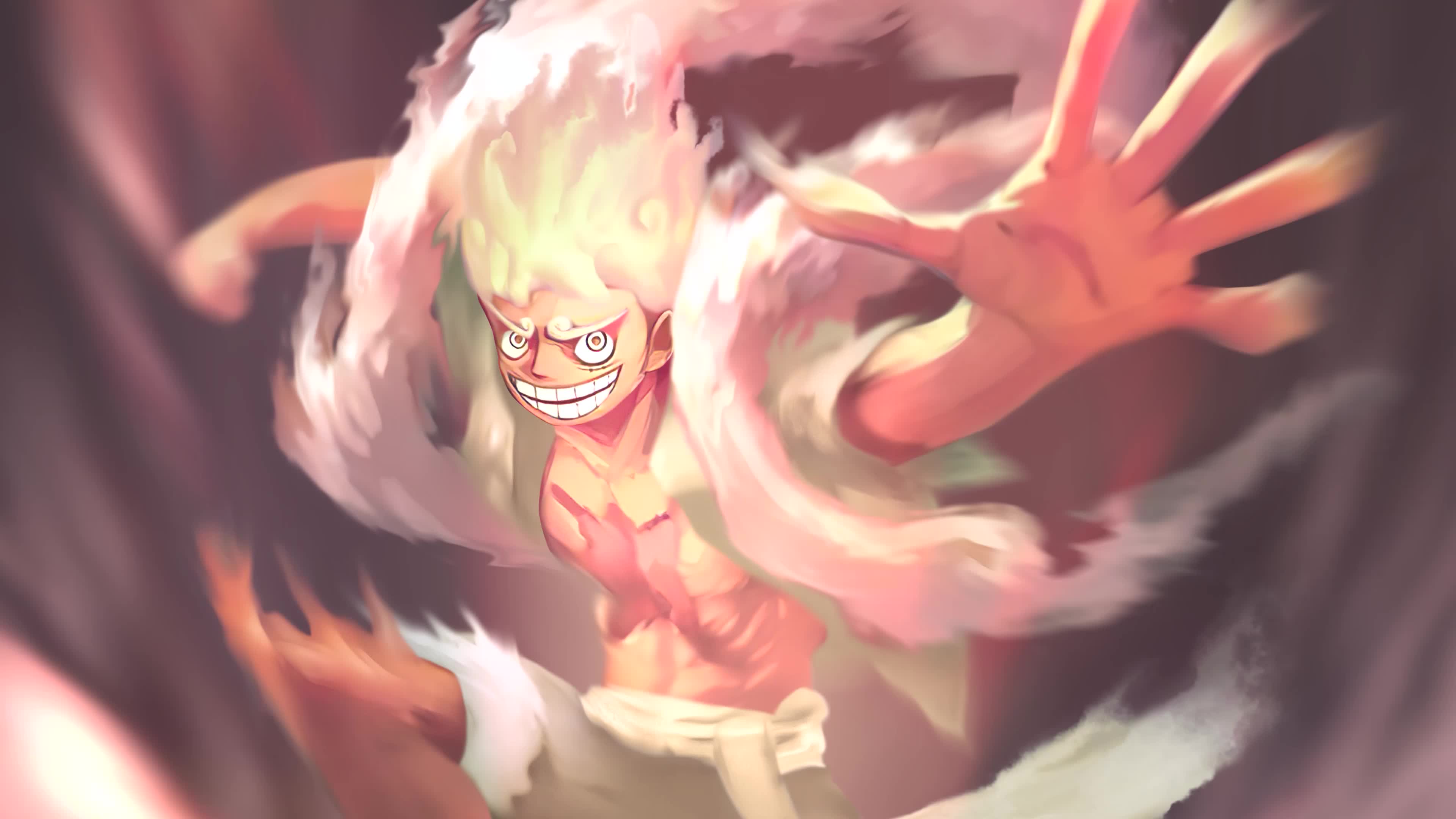 PC Desktop Luffy Gear 5 Full White 4k Live Wallpaper