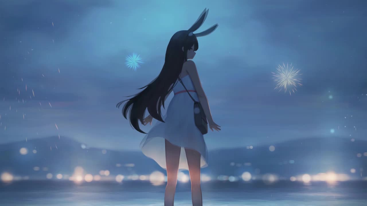 Anime Bunny Girl Firework HD Live Wallpaper For PC