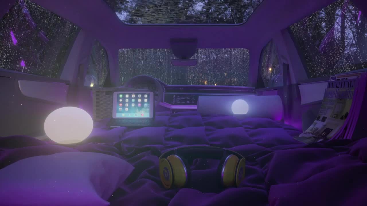 Car Camping In The Rain HD Live Wallpaper For PC
