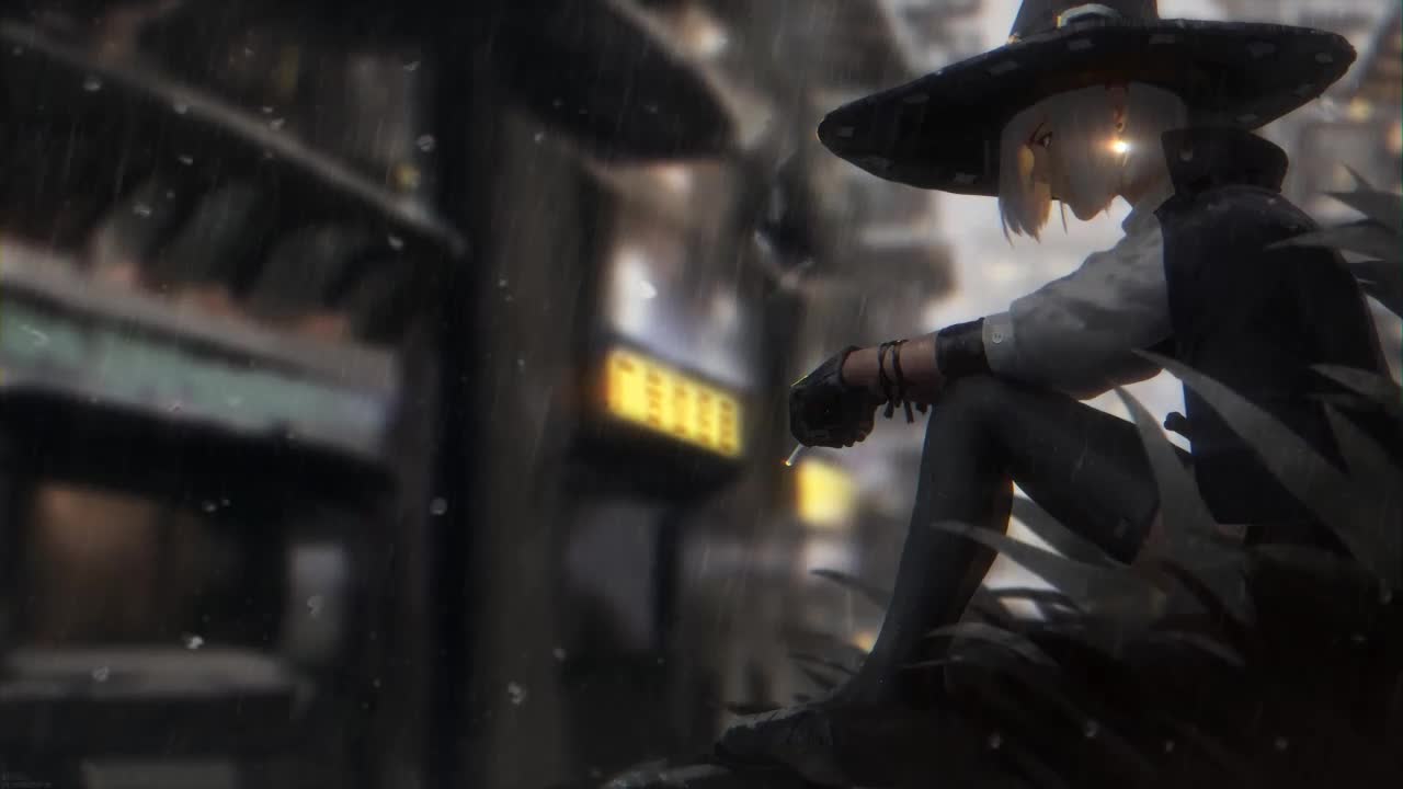 Fantasy Girl Smoking In The Rain HD Live Wallpaper For PC