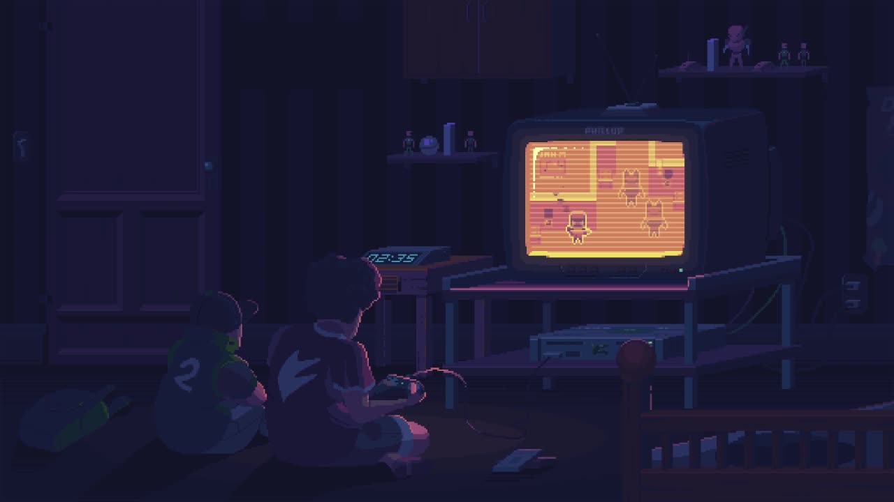 Playing Video Games Together Pixel HD Live Wallpaper For PC