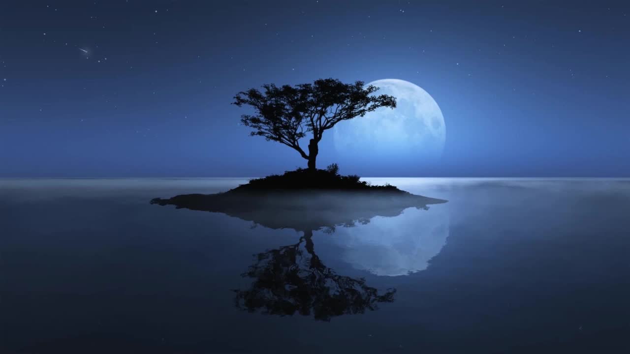 Lonely Tree Under The Moonlight HD Live Wallpaper For PC