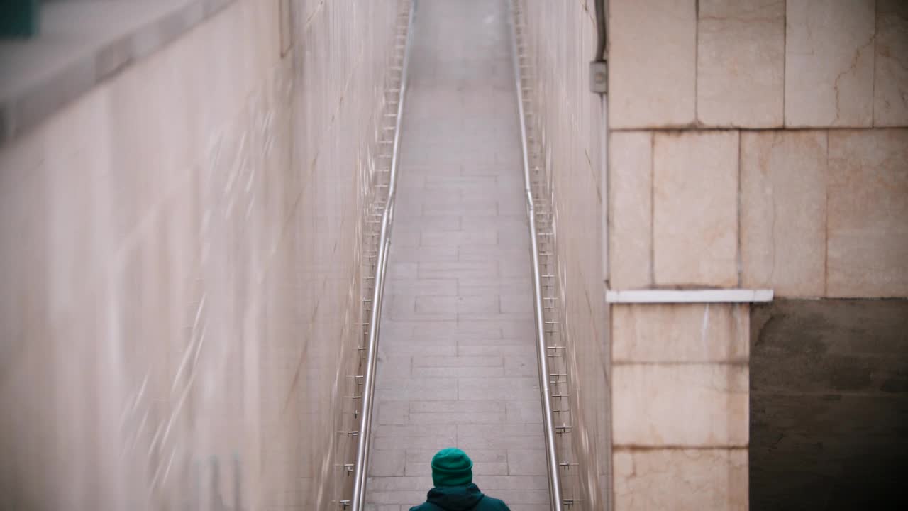 Stock Video A Disabled Struggling To Go Up The Ramp Live Wallpaper for PC