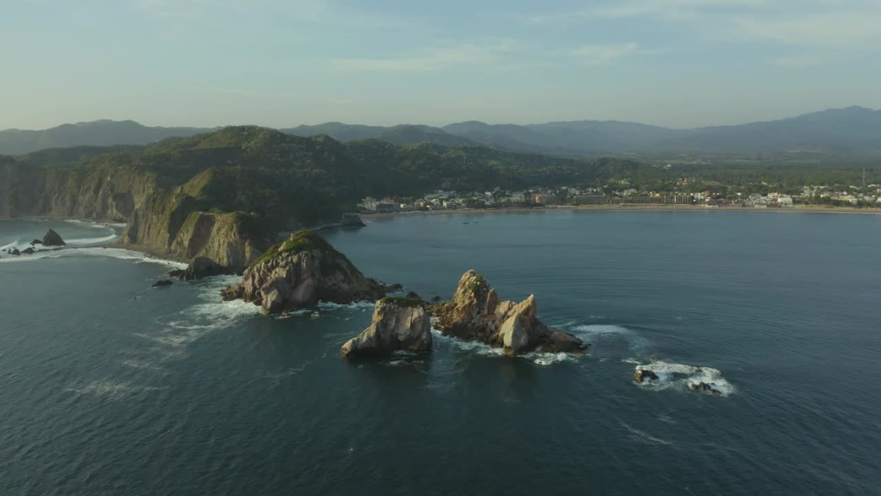 Stock Video Aerial Panorama Of A Coast And Its Reliefs Live Wallpaper for PC