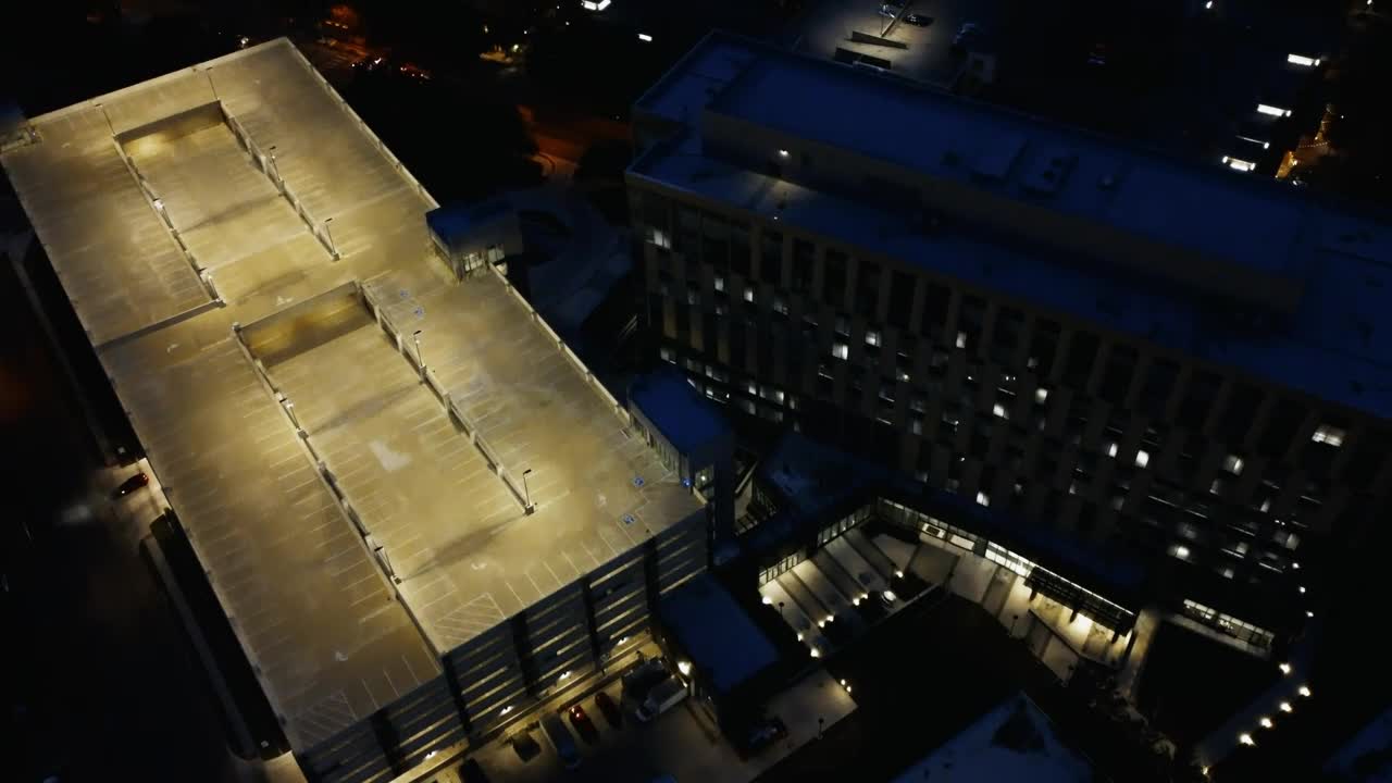 Stock Video Aerial Tour Above A City At Night Live Wallpaper for PC