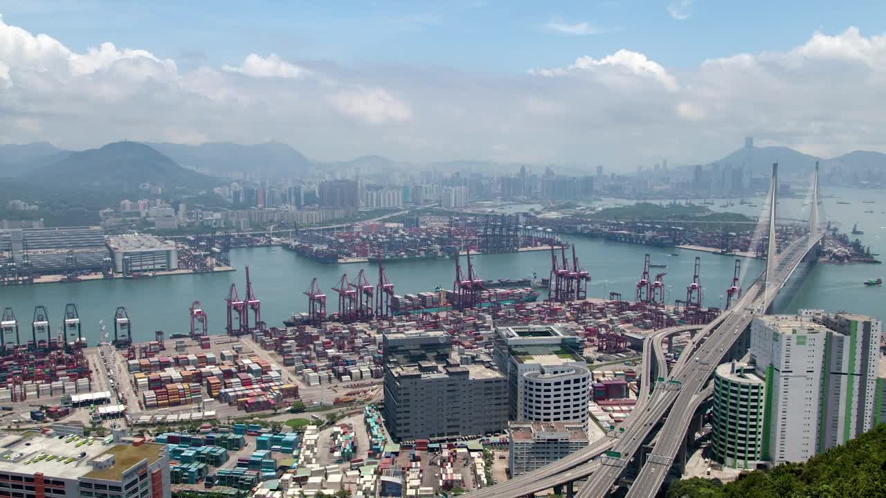 Stock Video Aerial View Of A Bridge And The Cityscape Live Wallpaper for PC