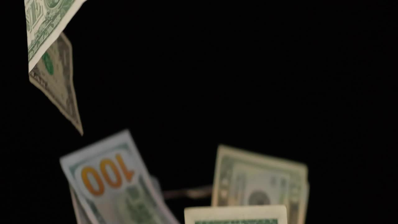 Stock Video Banknotes Falling On A Dark Background Live Wallpaper For PC