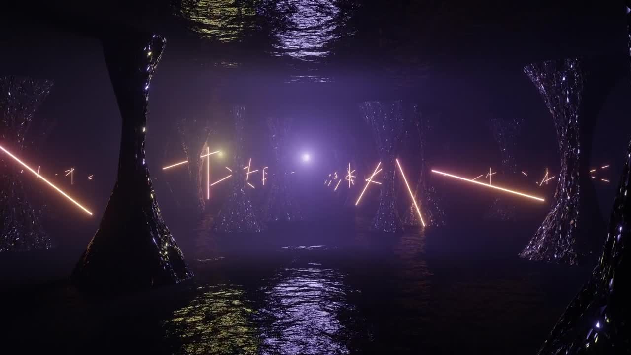 Stock Video Arriving At An Alien Cave With Purple Led Lights Live Wallpaper For PC