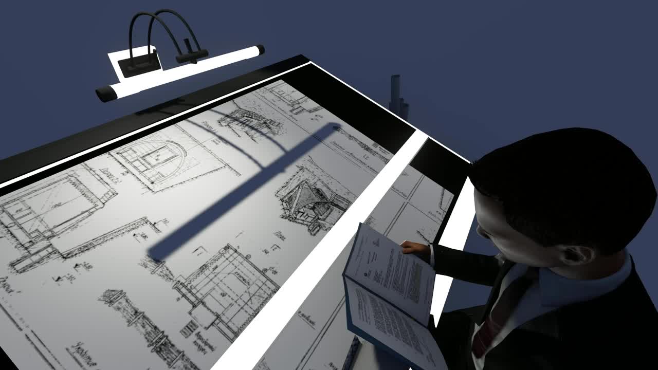 Stock Video Architect Working On A Blueprint Live Wallpaper For PC
