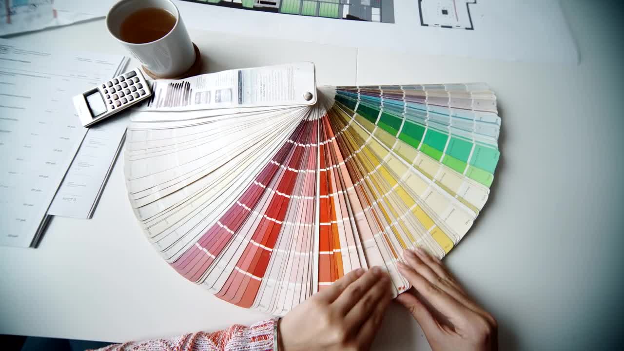 Stock Video Architect Choosing A Color From The Color Plate Live Wallpaper For PC