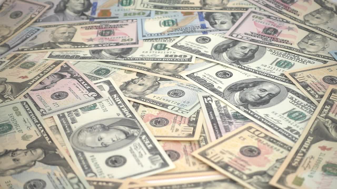 Stock Video American Dollars With Coins Falling On Top Live Wallpaper For PC